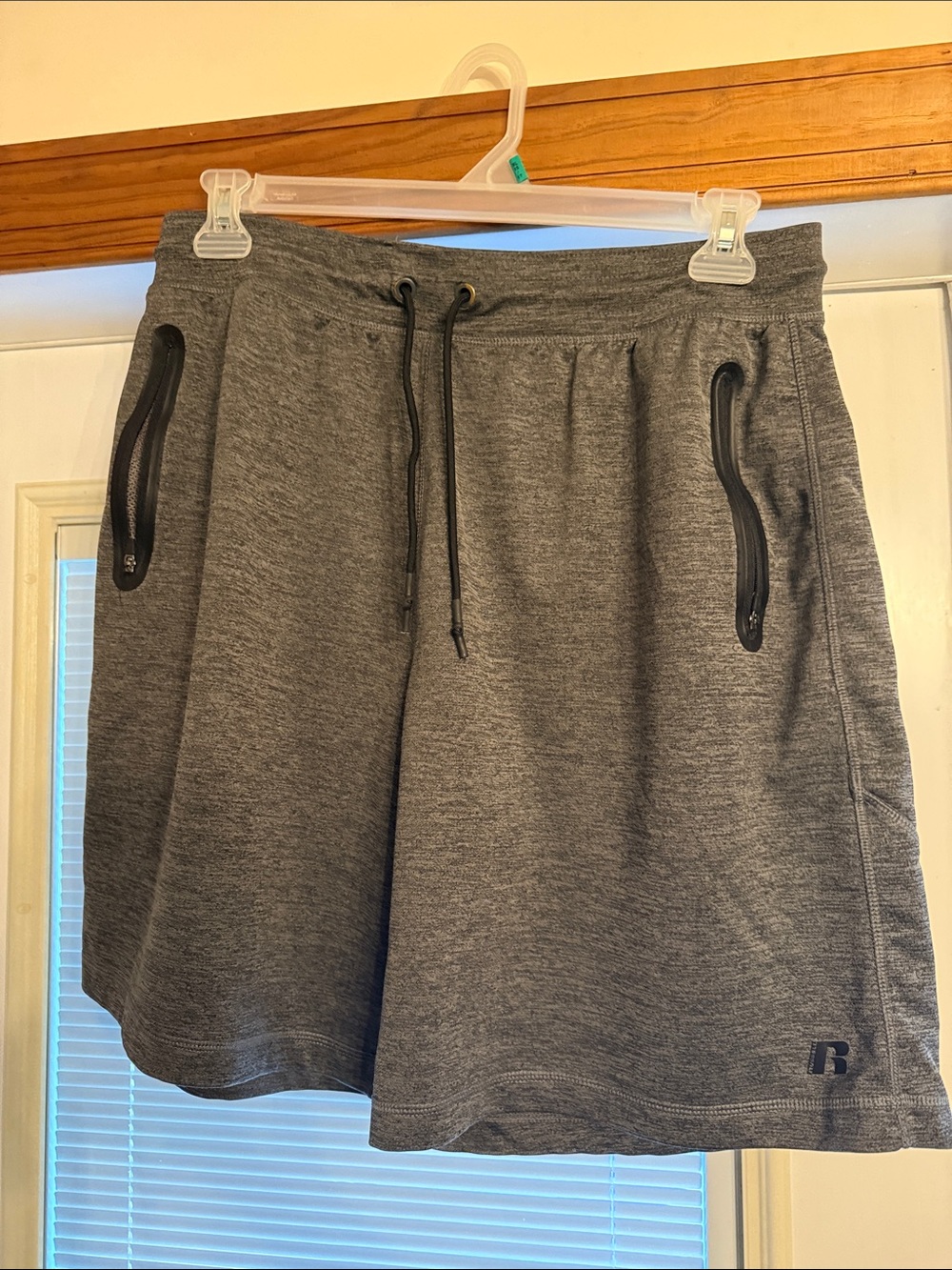 Mens Athletic Heather Gray Zip-Pocket Training Shorts